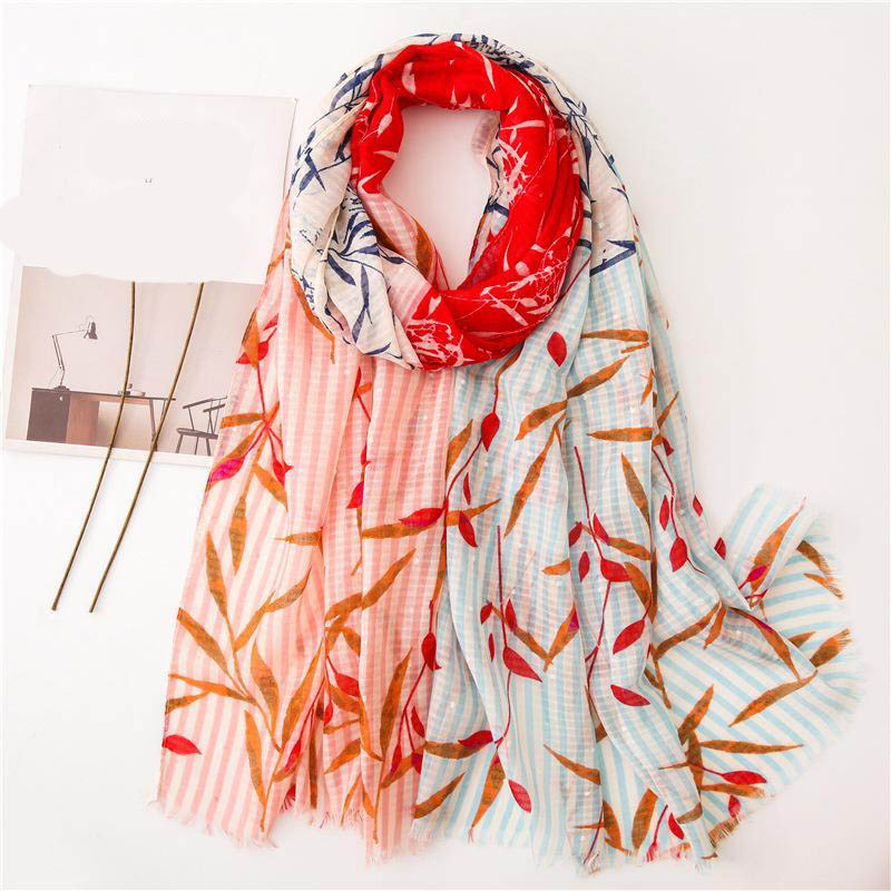

Ladies Fashion Ombre Floral Leaves Patchwork Viscose Shawl Scarf Women Brand Designer Wrap Pashminas Stole Bufandas Muslim Hijab