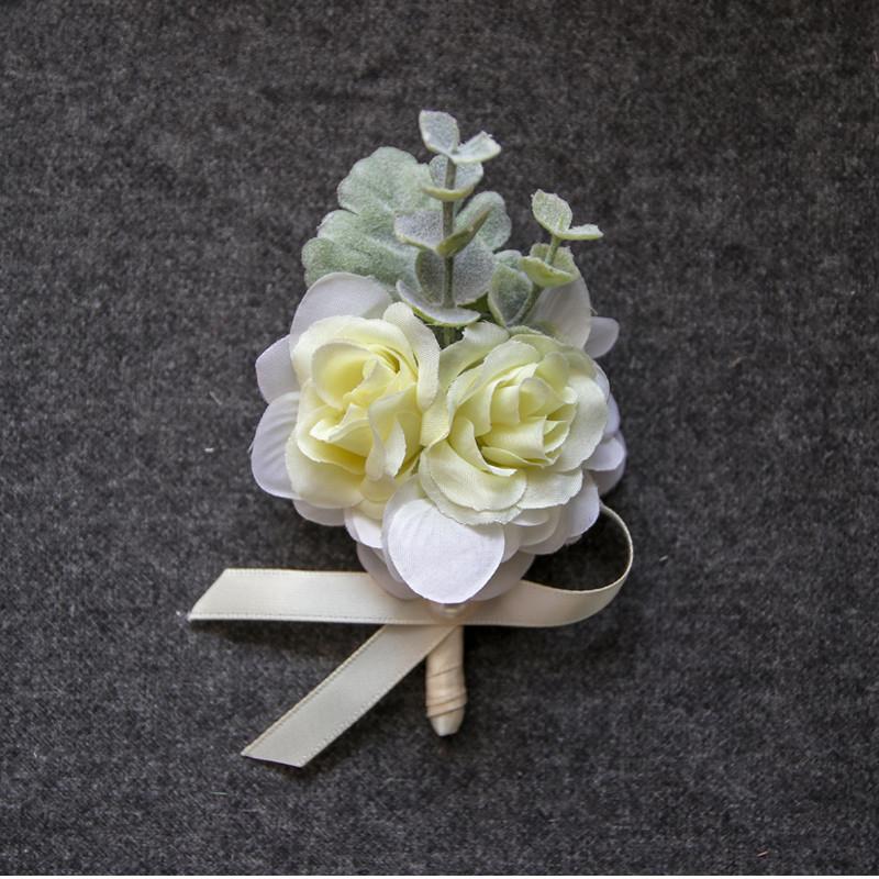 

6pcs/pack Artificial Wedding Flower Wrist Flower Corsage Important Guest Bride Bridesmaid Wrist Groom Groomsman Corsage, 6pcs wrist flower
