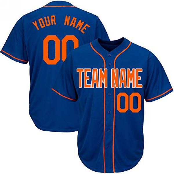 

Custom Royal/Orange New York Style Baseball stitched Jersey Any name any number mens women Youth jersey Personality jersey, As pics