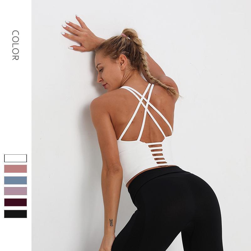 

Women Breathable Elastic Solid Sports Crop Bra Underwear Clothes For Gym Fitness Workout Girl Shockproof Gathering Yoga Vest Top1, Blue