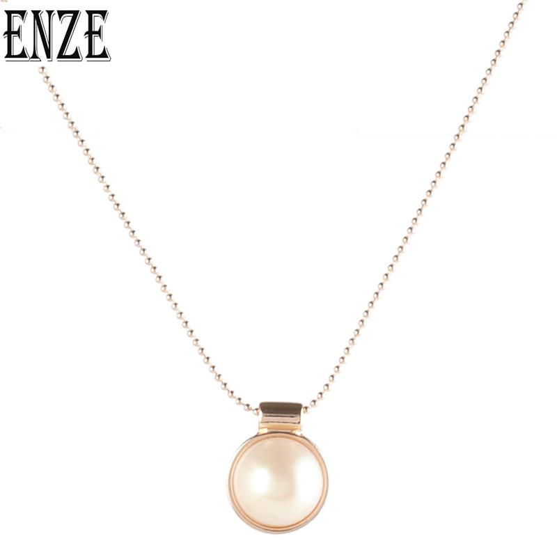 

ENZE new ladies round stone zinc alloy fashion trend cable chain short wild white blue girl accessories jewelry wholesale