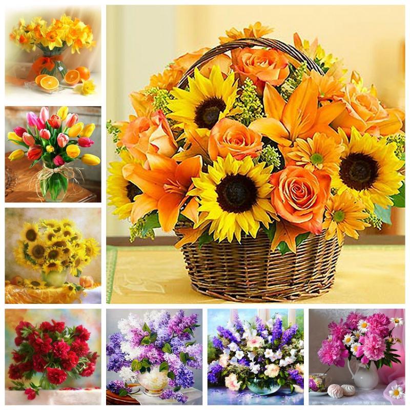 

DIY 5D Diamond Painting Sunflower Rhinestone Painting Kit Flower Diamond Embroidery Cross Stitch Home Wall Decoration Art Craft