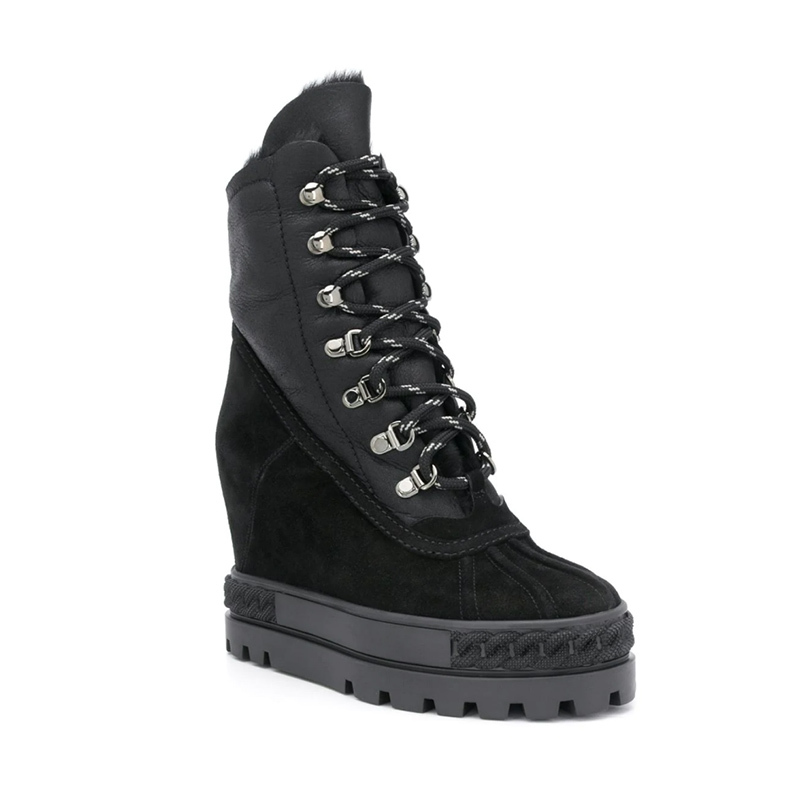 

Shape Warm Woman Ankle High Raised Thick Platform Soles of Round Toe Martin Slices Women's Winter Boots Stac, Black