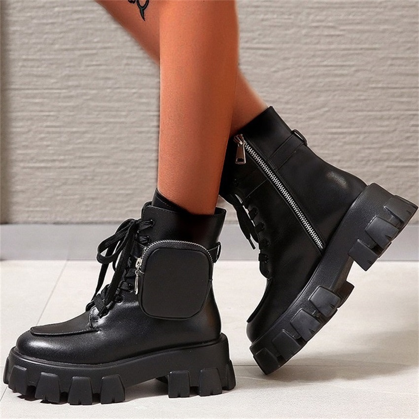 

Women Martens Female Ladies Shoes Side Military Boots with Pocket Bags Cowboy Boot Vzdl, W2871