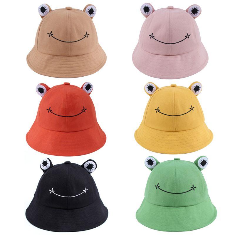 

Foldable Cotton Cute Frog Bucket Hat Summer Sunscreen Fisherman Cap Outdoor Fishing Hunting Sunhat Headwear, Red