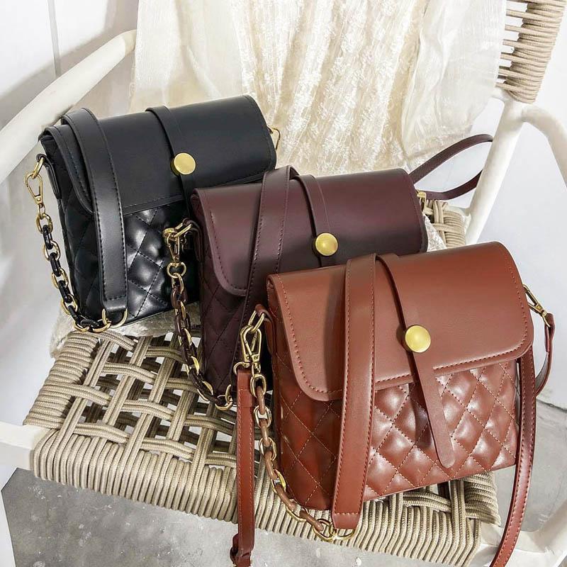 

Retro Shoulder Bags For Women Bucket Bag 2021 PU Leather Travel Hand Tote Female Messenger Bag Fashion Handbag Women Clutches, Coffee shoulder bag