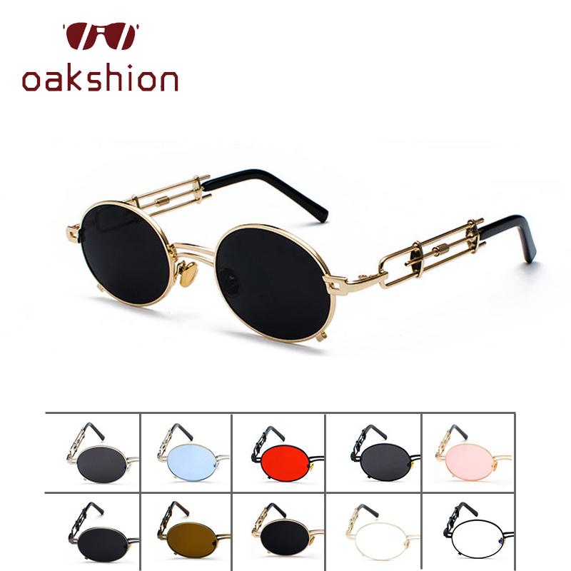 

oakshion Retro Steampunk Round Sunglasses Men Women Metal Punk Vintage Sunglass Brand Designer Fashion Glasses Mirror Lens Oculo