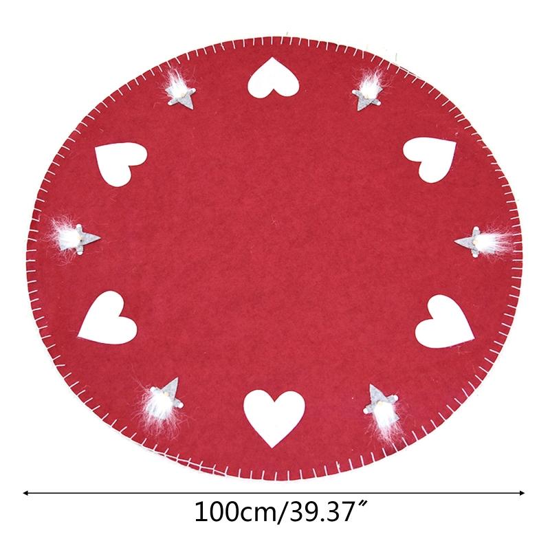 

Christmas Tree Skirt Christmas Handmade Swedish Gnome &Love-heart Pattern Xmas Tree Skirts for Holiday Decoations