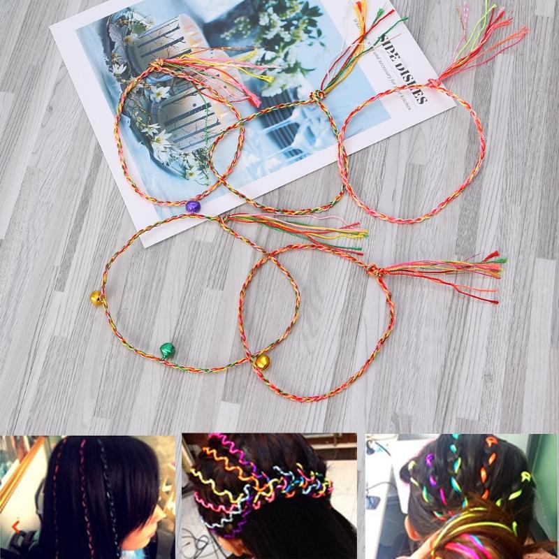 

100PCS Handmade Braided Surf Friendship Multi String Bracelets With Small Bells R7RF