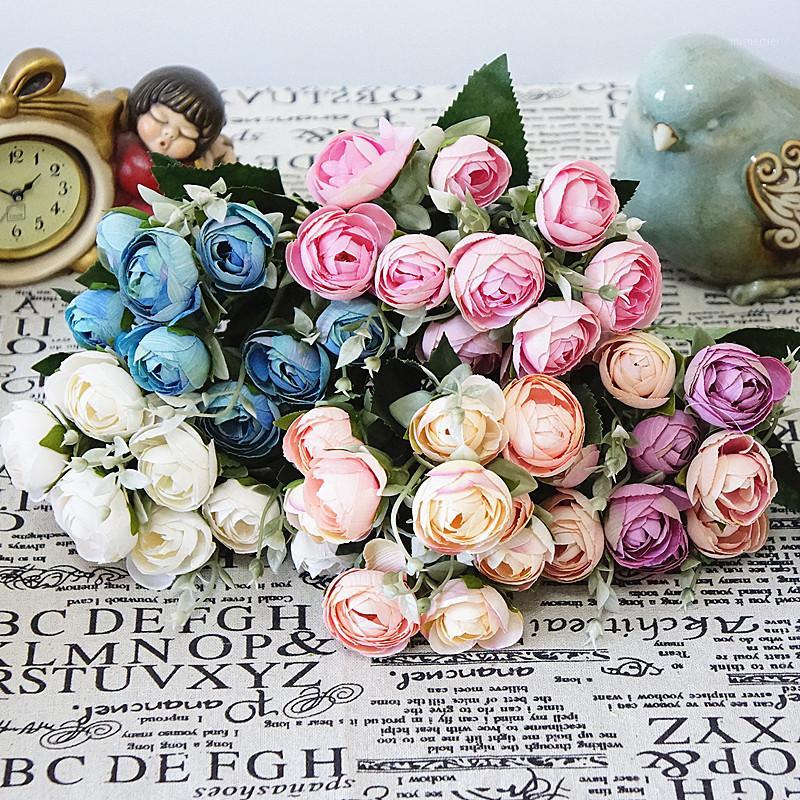 

10 heads/bundle Camellia roses artificial flowers vases for home decor wedding scrapbook decorative flowers ornamental flowerpot1