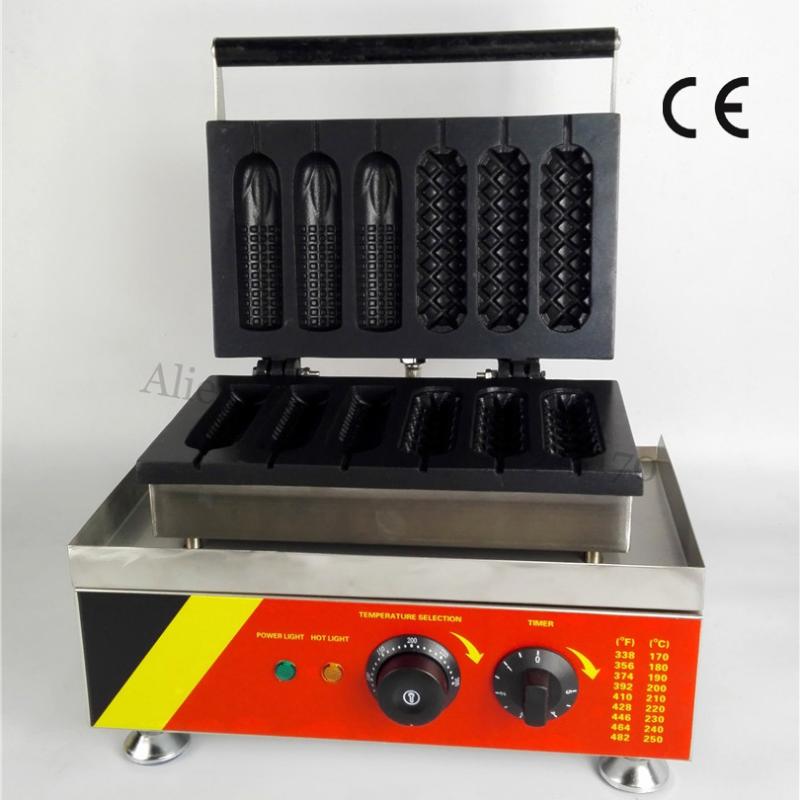

Electric Lolly Hot Dog Waffle Machine Three Hotdog Waffle Stick and Three Corn Type for Snacks Bar Restaurants Coffee House