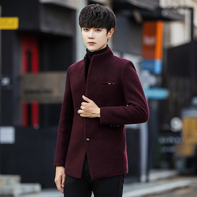 

2021 Korean Men's Jackets Mixture Wool Clothes New Winter Coat Man Short Jacket Breasted Finest of Above All Four Colors 5xl J7ZN, Coffee