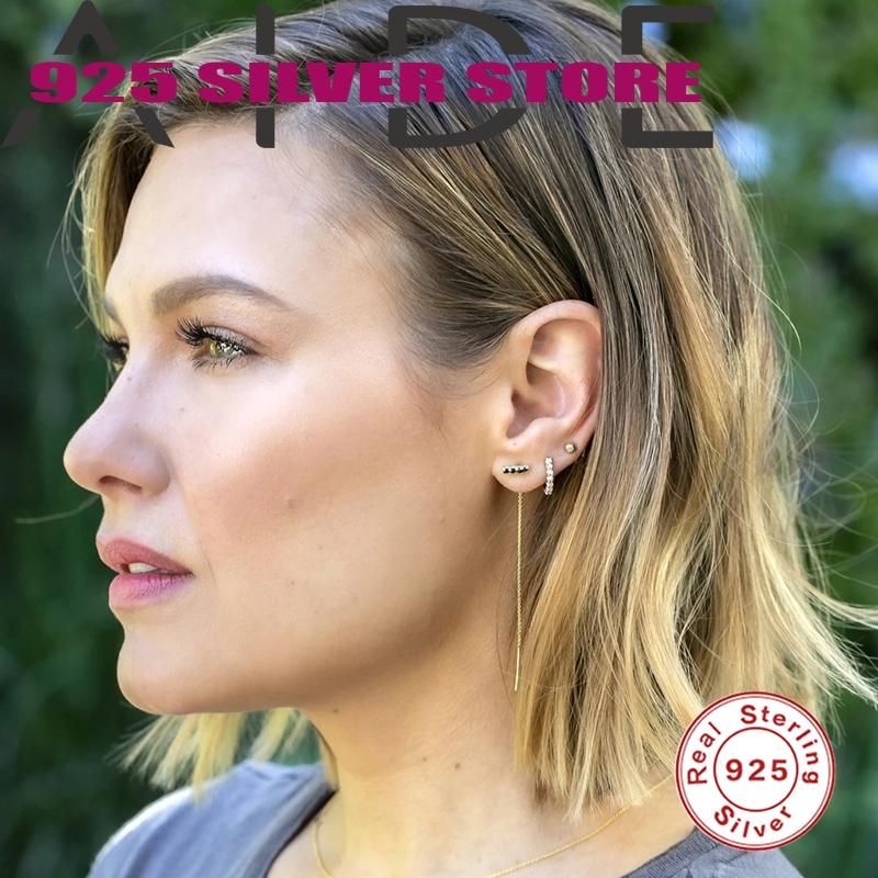 

Aide 925 Sterling Silver Women's Stud Earrings Boucle Oreille Femme 2021 Colored Zircon Tassel Pendientes Fine Jewelry Gift
