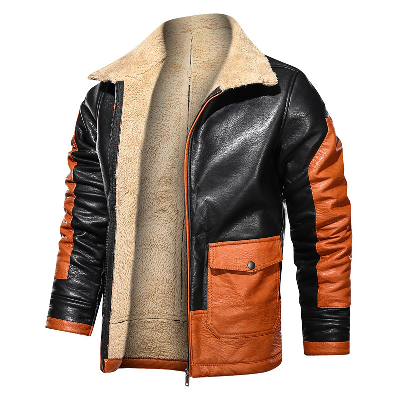 

2020 men's jackets winter new casual plutonium leather of the motorcycle rider jacket genuine European E49W, Pictur color