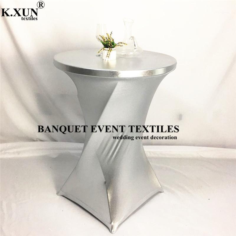 

Hot Sale Metallic Spandex Table Cloth Cocktail Table Cover For Wedding Event Party Decoration1, Green