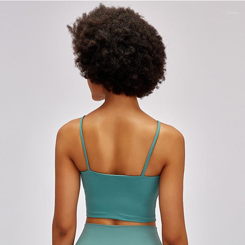 

Yoga Fitness Sports Bra Workout Sexy Sports Bra With Chest Pad Gathers Stereotypes Vest-type Receiving Breasts Gym Suspenders1, Bean green