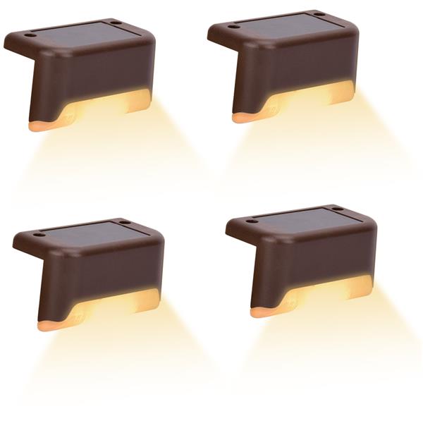 

Brown Solar Step Light Battery Waterproof IP65 Smart Light Control Outdoor Fence Light 1.2V 0.2W Warm White