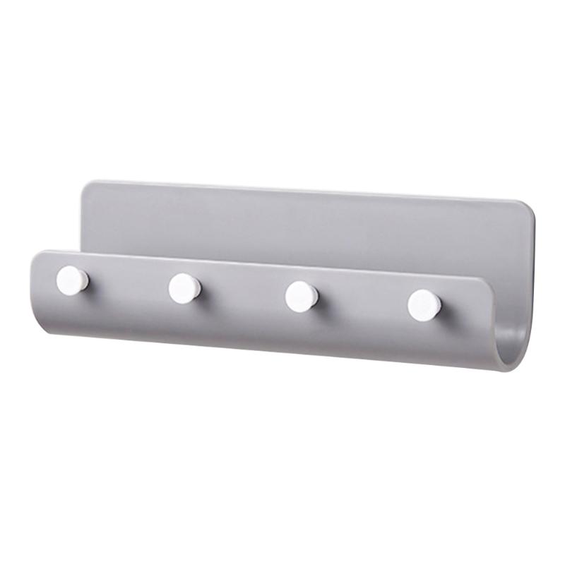 

4 Hook Holder Kitchen Hanger Keys Storage Rack Shelf Books U Shaped Sundries Hanging Wall Mounted Home Organizer