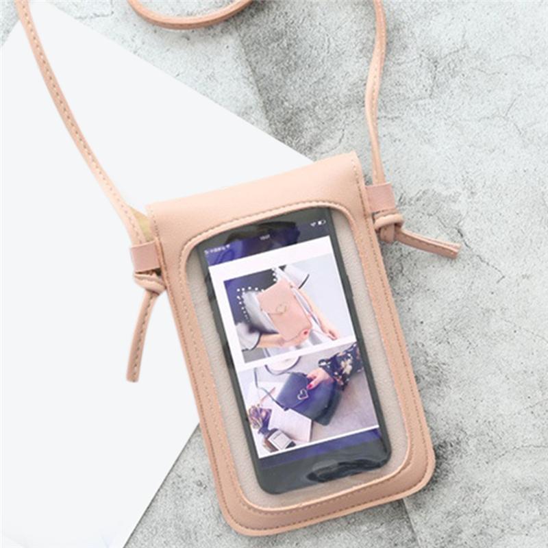 

Transparent Touch Screen Retro Simple Mobile Phone Bag 2020 Women PU Chain Messenger Bags Small Flap Bag Mini Shoulder, Black