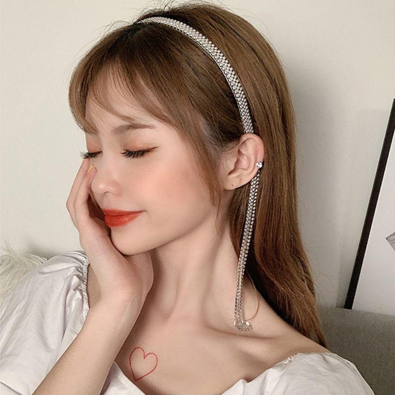 

Fadshion Jewelry Dangle Earrings Shimmer Tassel Pendant Rhinestone Metal Headband Hair Hoop Women Styling Hair Accessories