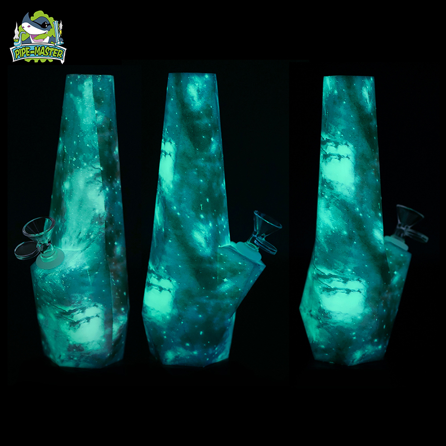 

Silicone beaker bong Glowing Diamond water printed smoking tobacco burner dab rig hookah pipes for customization
