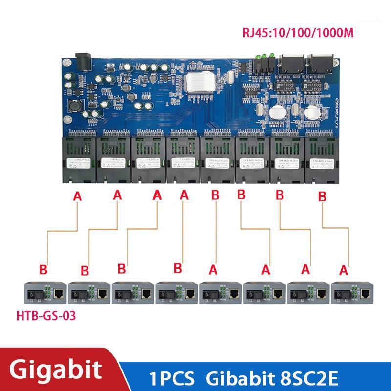 

10/100/1000M 8 SC 2 RJ45 utp Gigabit Ethernet switch Ethernet Fiber Optical Media Converter 8 Port 1.25G SC PCBA board 5V3A1