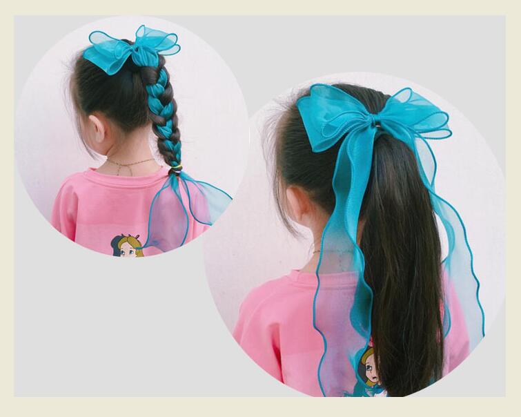 

6pcs New Fairy Long yarn Bowknot Hair Clip Children's Hair Bow Girl's Accessories Hairpin Headwear Drop shipping