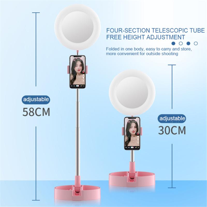 

Foldable LED Selfie Ring Light Table Phone Video Photography Fill Lamp 64 LED Lamp Beads for Mobile Phone for Studio