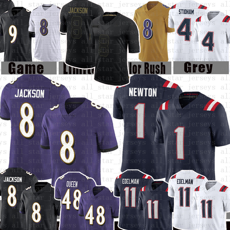 

8 Lamar Jackson 11 Julian Edelman 1 Cam Newton 4 Jarrett Stidham Football Jersey Justin Tucker Marquise Brown Earl Thomas Patrick Queen, Jersey (aiguozhe-xin