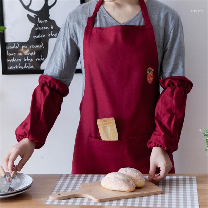 

Embroidered Apron Kitchen Overalls Coffee Shop Chef Adult Creative Cooking Waist Home Female Apron1