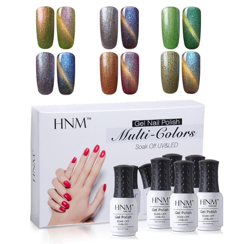 

HNM Big Sales 6 pcs/lot 3D Chameleon Cat Eyes UV Gel Nail Polish Set Magnetic Magnet Semi Permanent Hybrid Gellak Lacquer Kit, 001