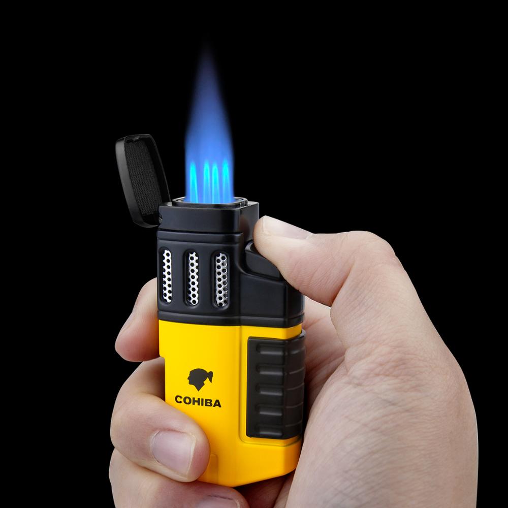 

Lighters Torch Lighter 4 Torch Refillable Butane Gas Lighter Quad 4 Jet Flame