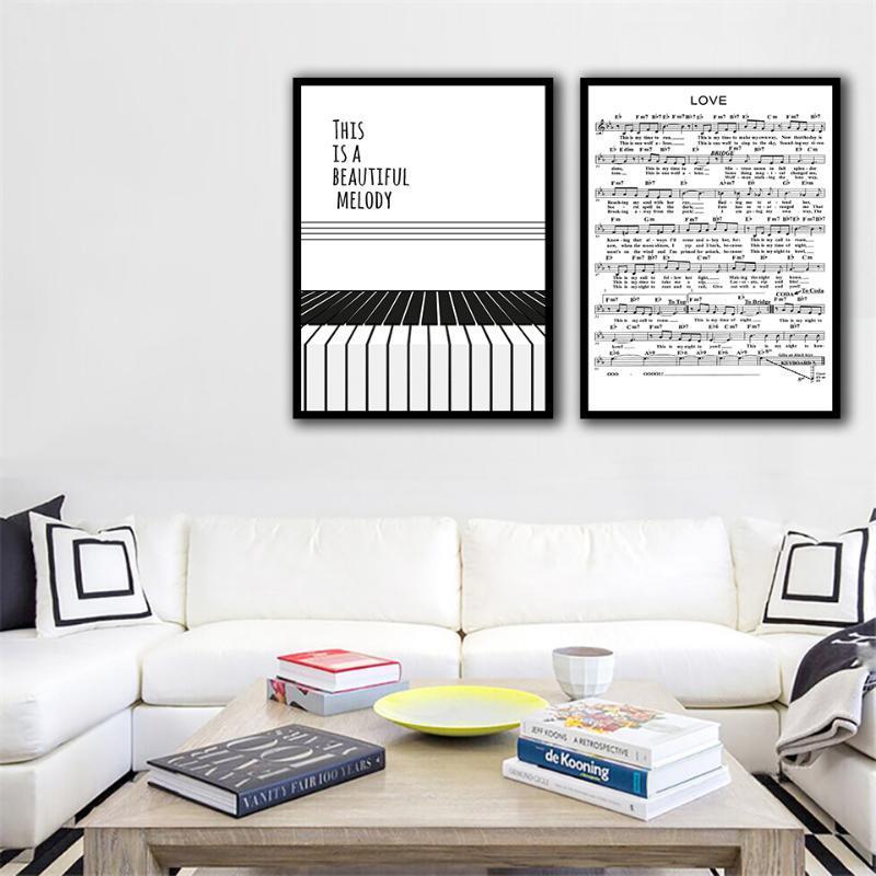 

Black And White Piano Keys And Music Score Painting Art Print Pictures Wall Canvas Nordic Poster Nursery Kids Bedroom Home Decor1