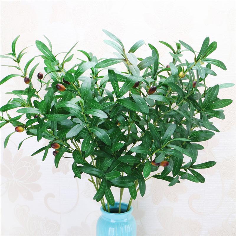 

3 Pcs Simulation Green Plant Olive Leaves 6 Fork Holly Leaf Decor Home Garden Floral Arrangement Wedding Backdrops Fake Plants1, Orange