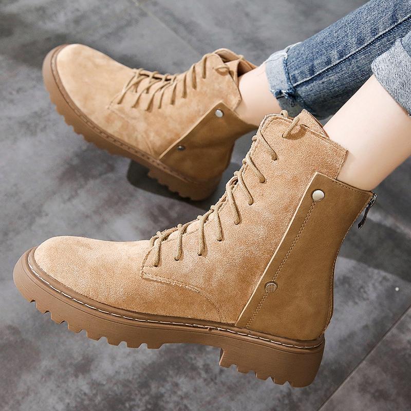 

2020 Fashion Ladies Ankle Boots Lace-up High Quality Leather Boots Non-slip Wearable and Comfortable Ladies Ankle B1101, Black