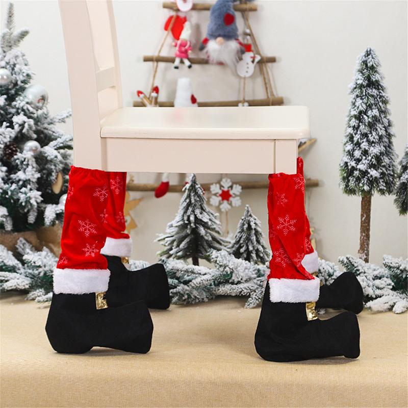 

4pc Christmas Chair Leg Foot Cover Table Decoration Christmas stocking for Party Dinner home decoration holiday gifts