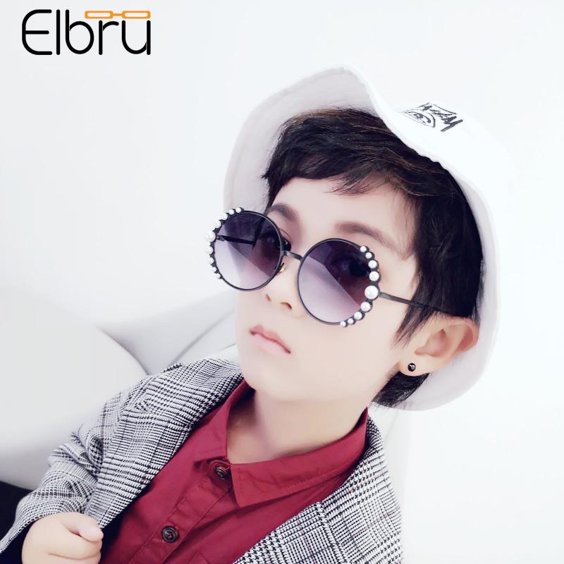 

Elbru Children Round Sunglasses Cute Sun Glasses UV Protection Sunshades Personalized Pearl Decorated Eyelasses For Boys&Girls