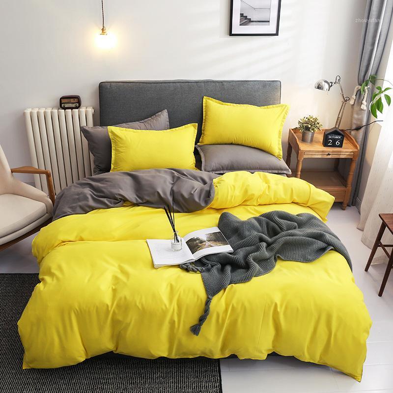 

Bedding Sets 100 Cotton Simple Set Solid Color Duvet Cover Bed Sheets Pillowcases 3/4 PCS Twin  King Size