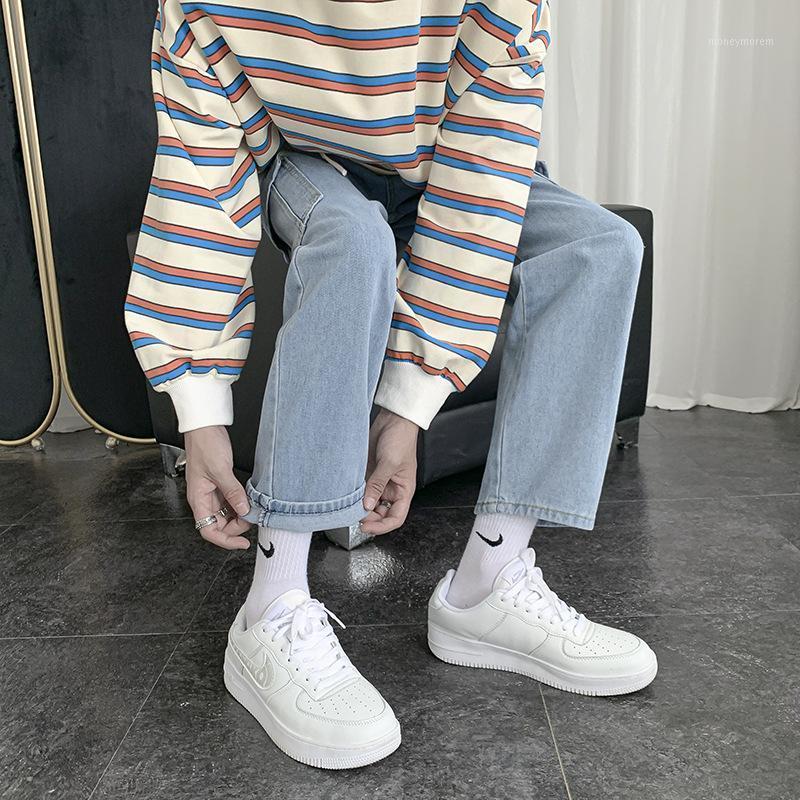 

Autumn Men' Hong Kong Style Workwear Straight Jeans Men' Loose Tide Brand Large Size Korean Trend All-match Casual Pants1, Black