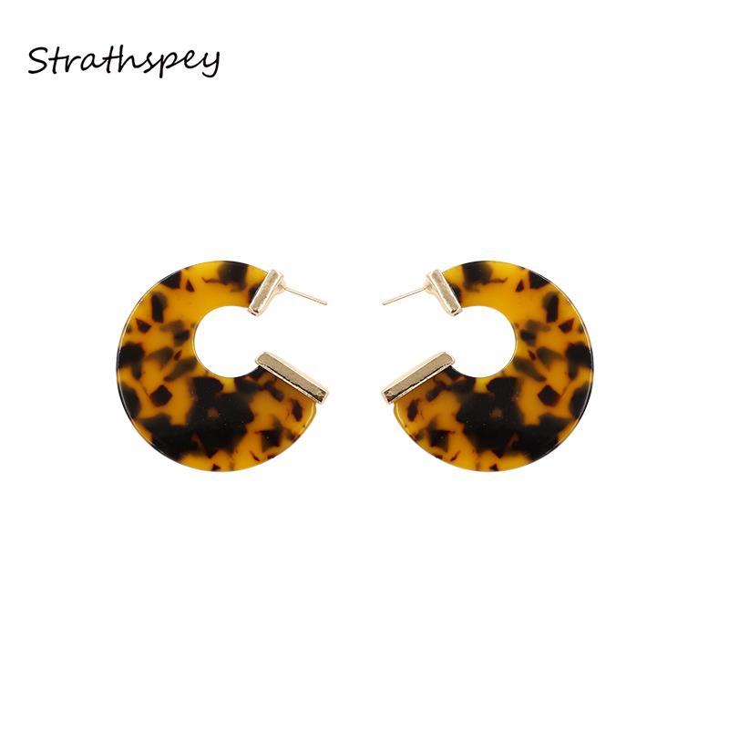 

STRATHSPEY Geometry Tortoiseshell Resin Hoop Earrings For Women Handmade Vintage Disc Acrylic Earring Fashion Jewelry Gifts