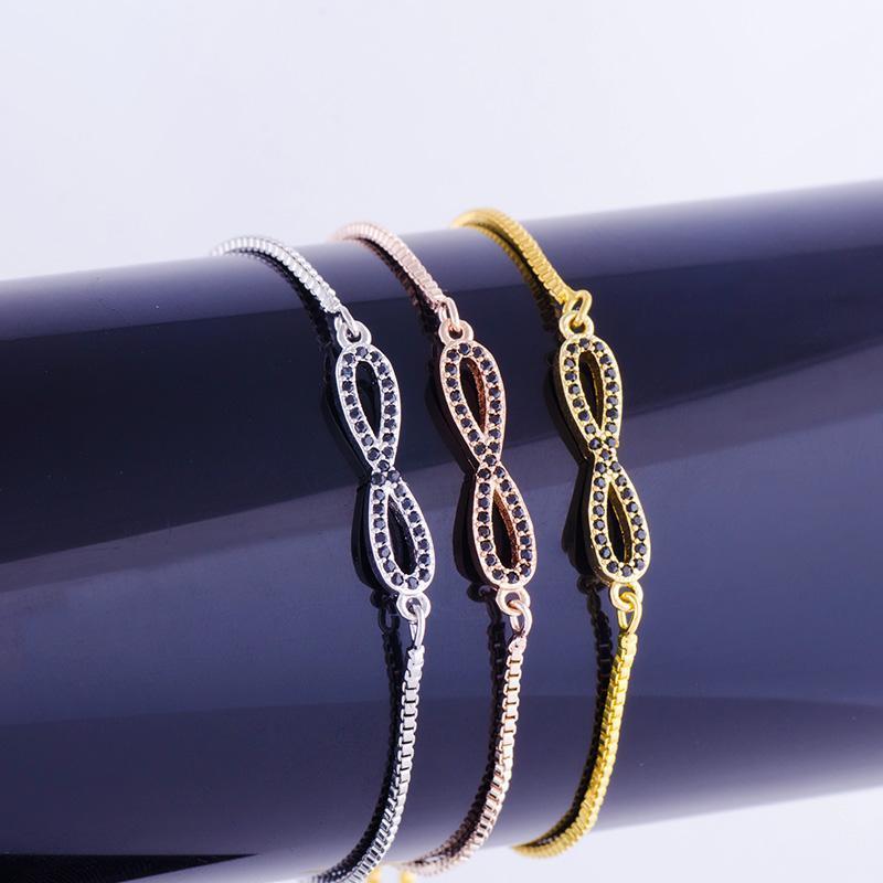 

Charm Bracelets 2021 Top Quality Gold/White Gold/Rose Gold Color Infinity Symbol Bracelet Micro Pave Cubic Zirconia Bracelets1