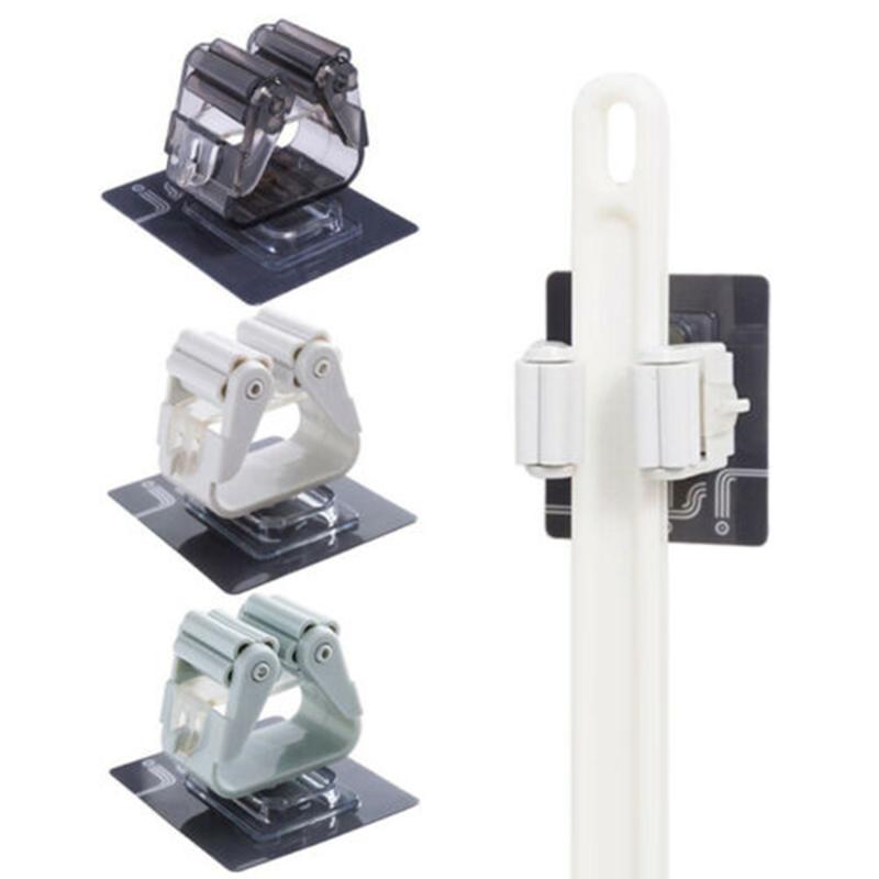 

No Punching Strong Adhesive Hanging Mop Broom Holder Home Balcony Toilet Bathroom Storage Wall Hook Rack