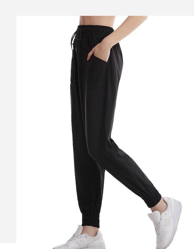 

Ladies Casual Nine Points Pants Lantern Cuffs Tied Breathable Sports Casual Pants Fashion Wild Trouser Running training trousers