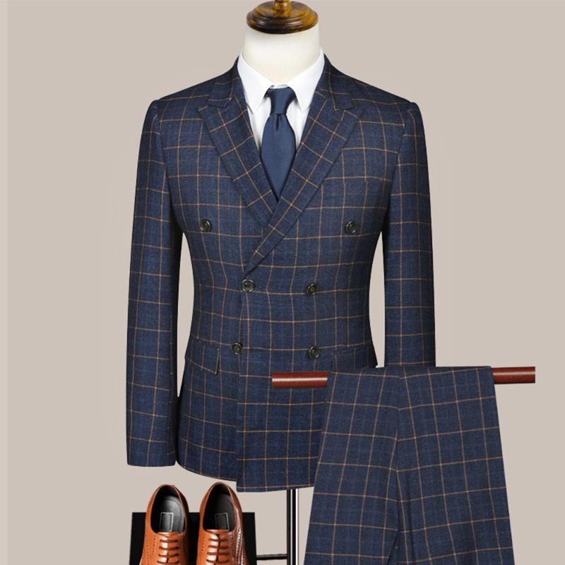 

Smart Business Men's Suit Blazer Men Leisure Plaid Formal Suit Professional Slim Fit Suits Custom Made Bridegroom Best Man, 07