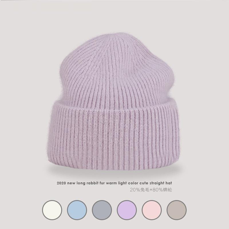 

Beanie/Skull Caps 8 Colors Unisex Solid Color Real Fur Beanies Winter Hat For Woman Knit Bonnet Acrylic Autumn Warm Skullies, Grey