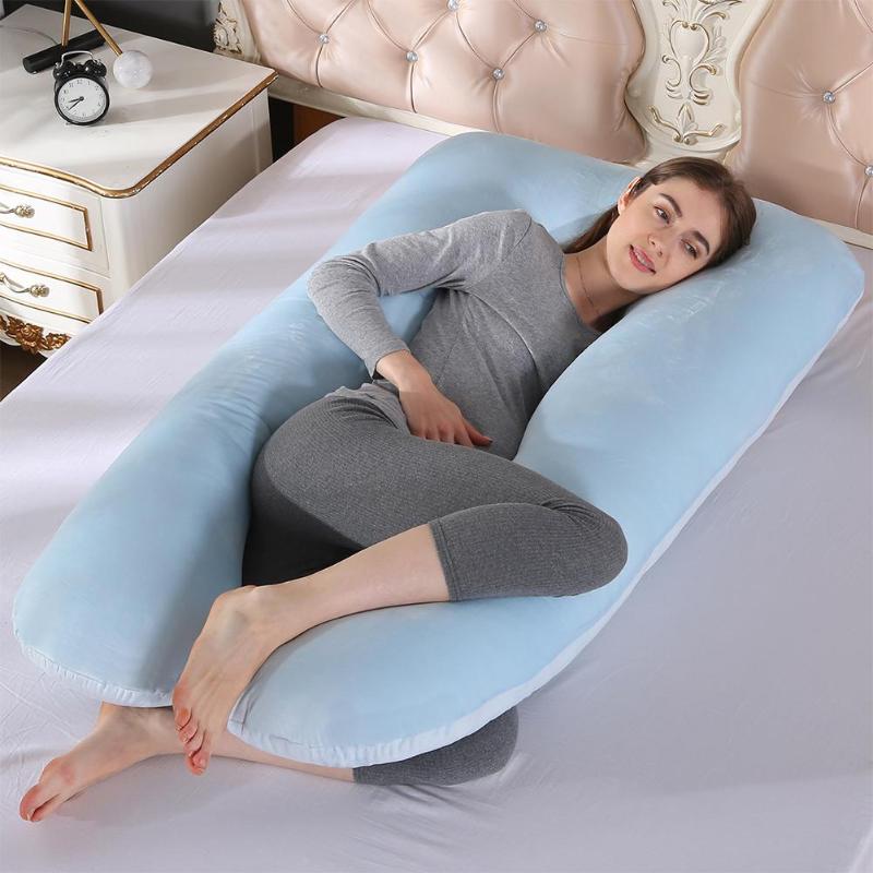 

Yfashion Super soft crystal velvet fabric multifunctional pillow side pillow washable U-shaped nap cushion for pregnant women