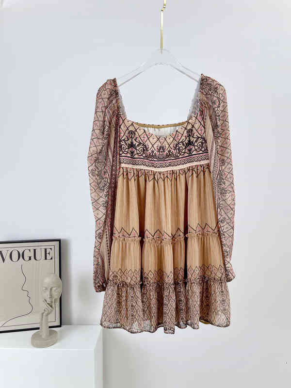 

Casual Dresses / summer Spring dress Early spring high end custom square neck Vintage Print S19D, Multi