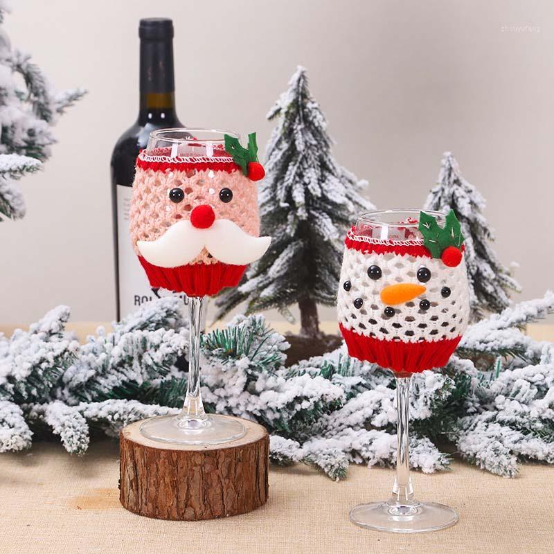 

Christmas Decorations Snowman Wineglass Cover Wool Wine Bottle Protective Sleeve For Home Dinner Party Adornos De Navidad Natale