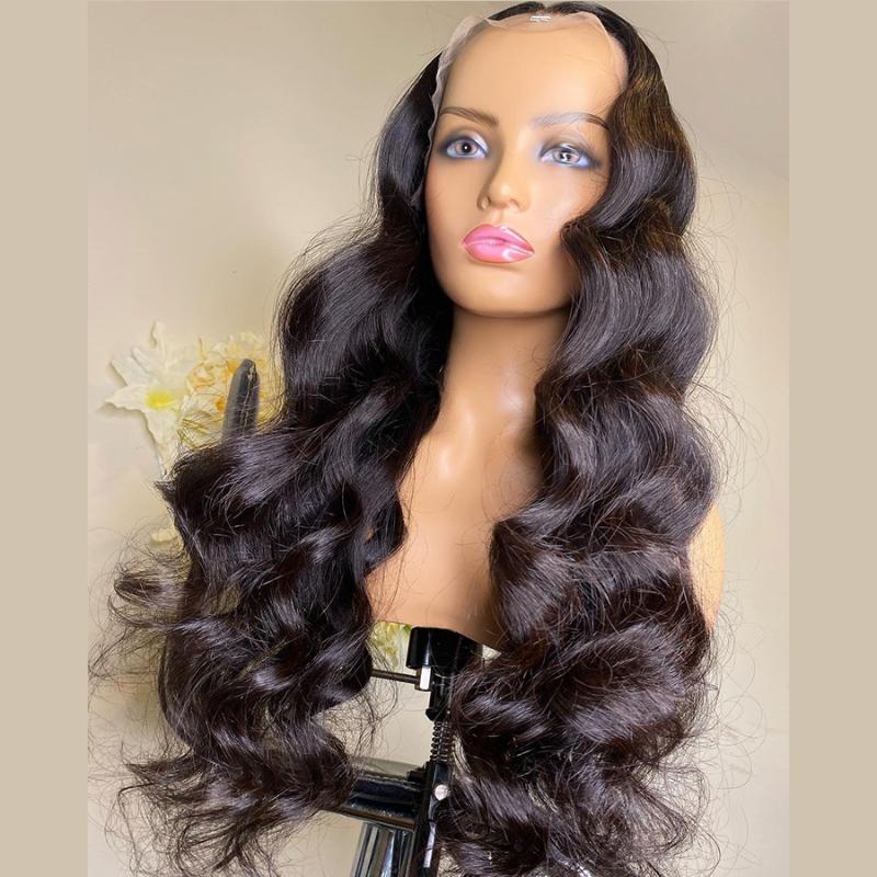 

Roselover 13X6 HD Transparent Lace Front Wigs Body Wave Human Hair Wigs Remy Peruvian Hair 150% Density For Black Women, Natural color