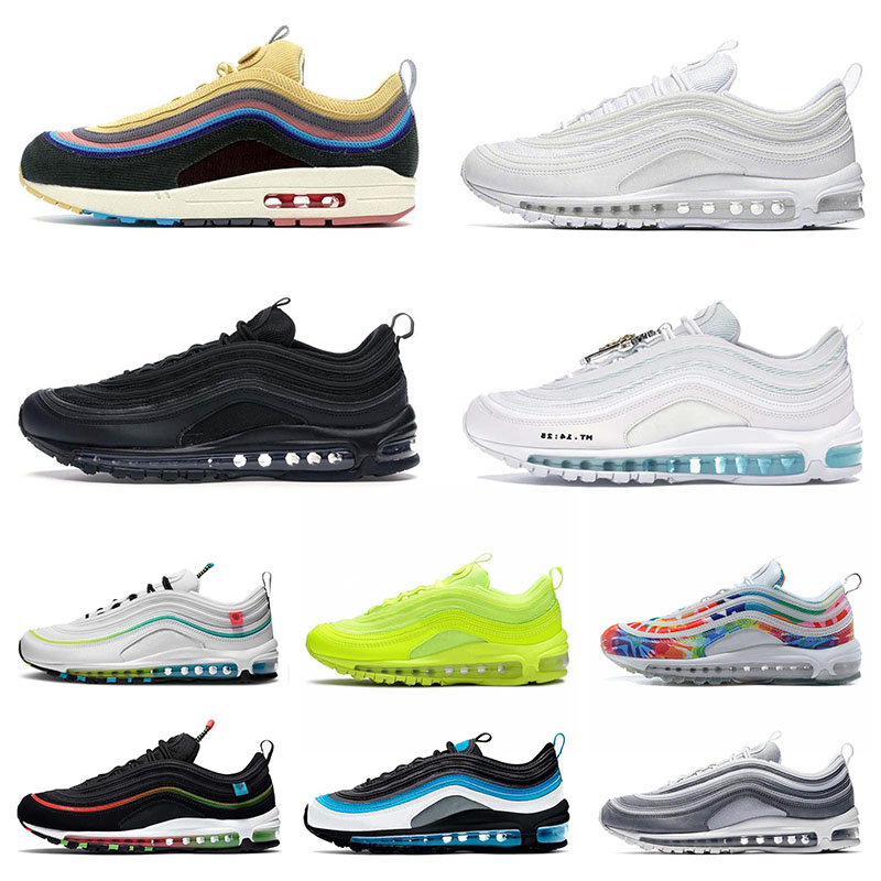 

New Arrival Golf Tie Dye 97s Running Shoes for Mens Womens White off Black Sean Wotherspoon MSCHF x INRI Jesus Sports Sneakers Trainers